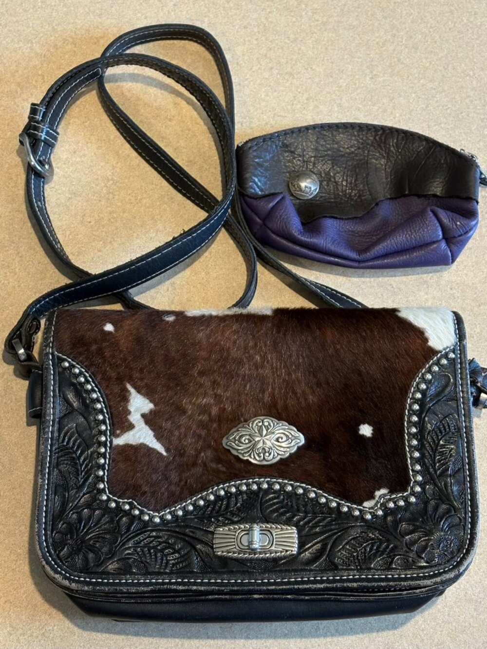 Vintage American West Genuine Leather Crossbody Purse